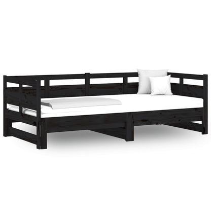 Black Pull-out Day Bed Frame 2x(80x200) cm - No Mattress Included