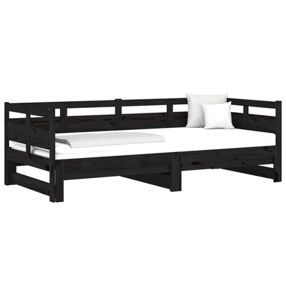 Black Pull-out Day Bed Frame 2x(80x200) cm - No Mattress Included