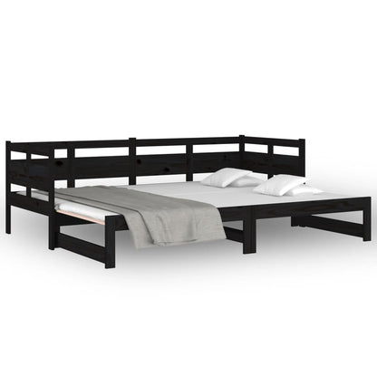Black Pull-out Day Bed Frame 2x(80x200) cm - No Mattress Included