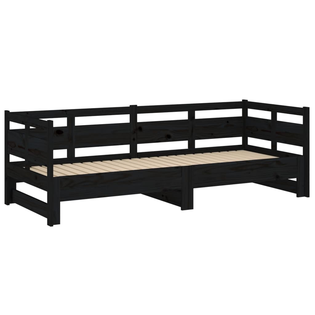 Black Pull-out Day Bed Frame 2x(80x200) cm - No Mattress Included