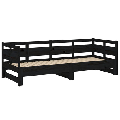 Black Pull-out Day Bed Frame 2x(80x200) cm - No Mattress Included