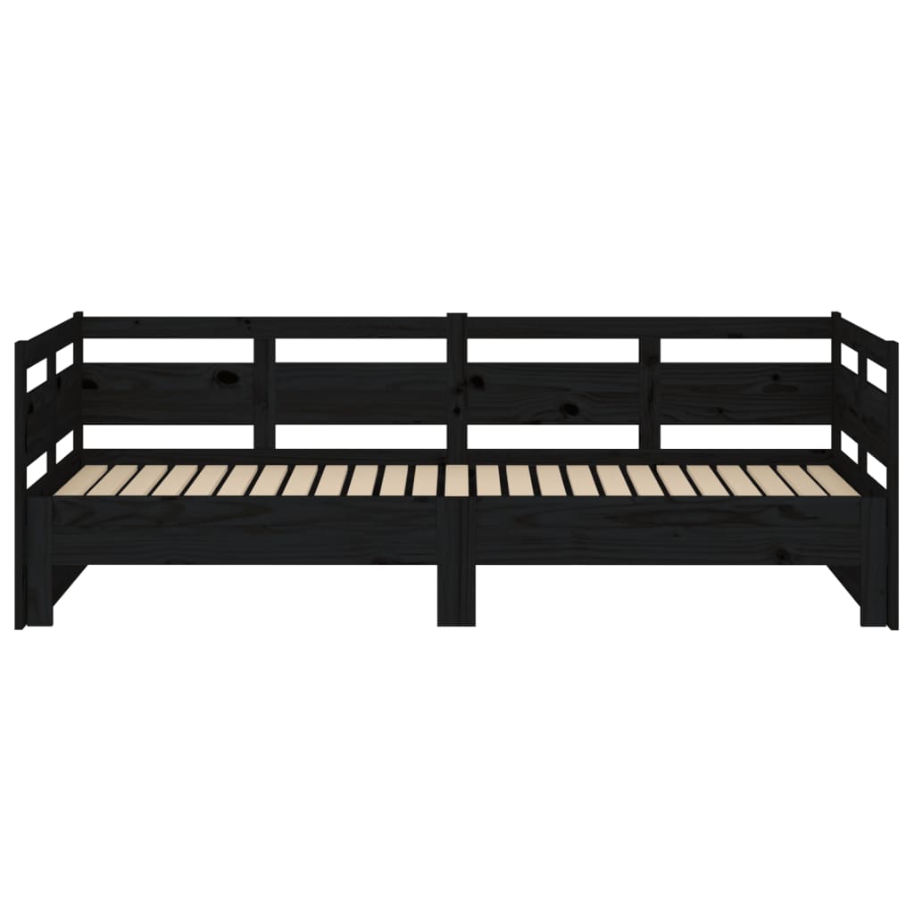 Black Pull-out Day Bed Frame 2x(80x200) cm - No Mattress Included