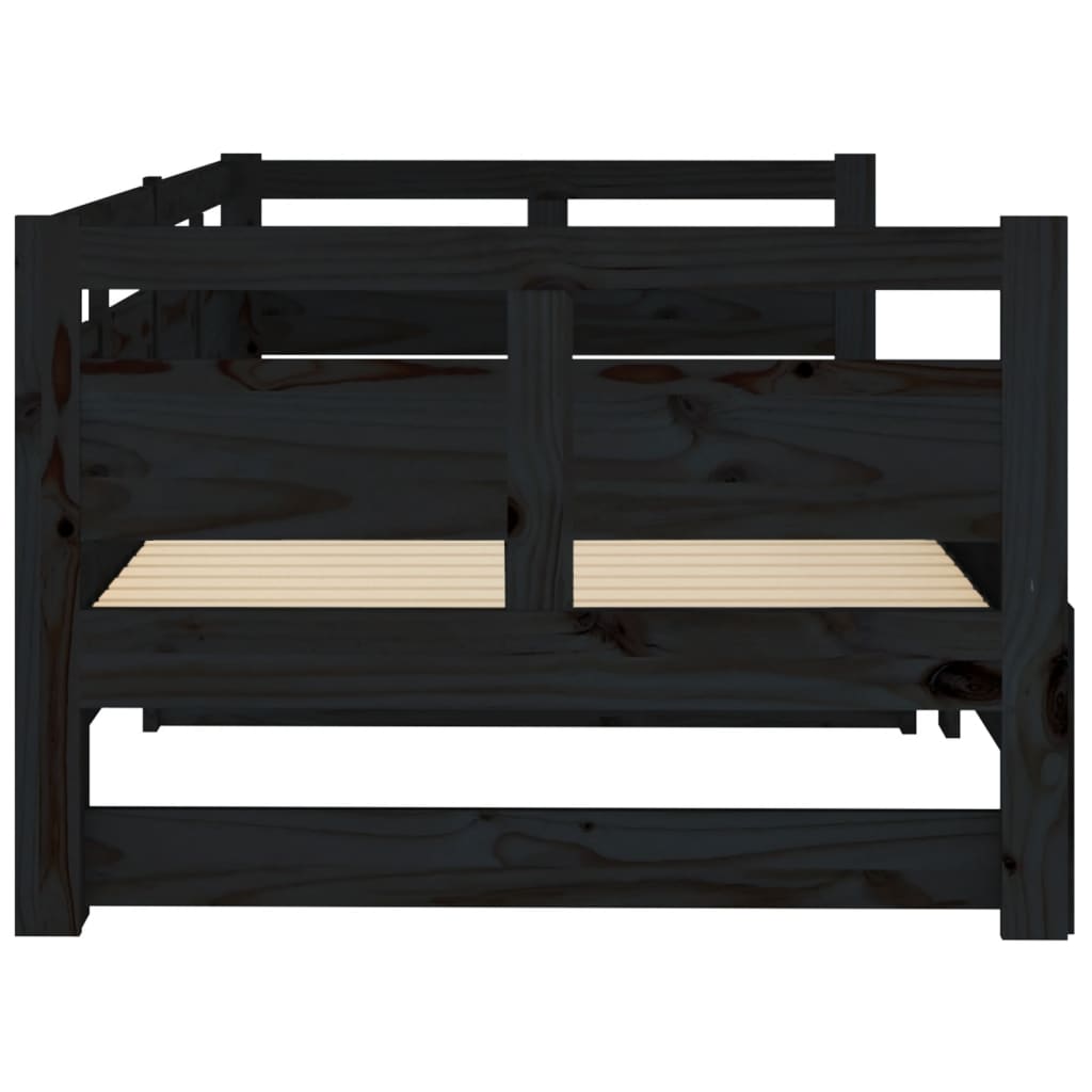 Black Pull-out Day Bed Frame 2x(80x200) cm - No Mattress Included