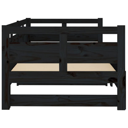 Black Pull-out Day Bed Frame 2x(80x200) cm - No Mattress Included