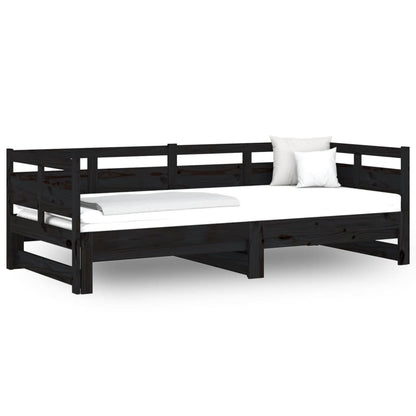 Sleek Black Metal Pull-Out Day Bed Frame 2x(90x190) cm