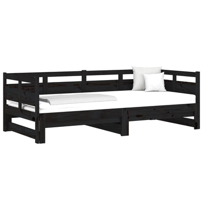 Sleek Black Metal Pull-Out Day Bed Frame 2x(90x190) cm