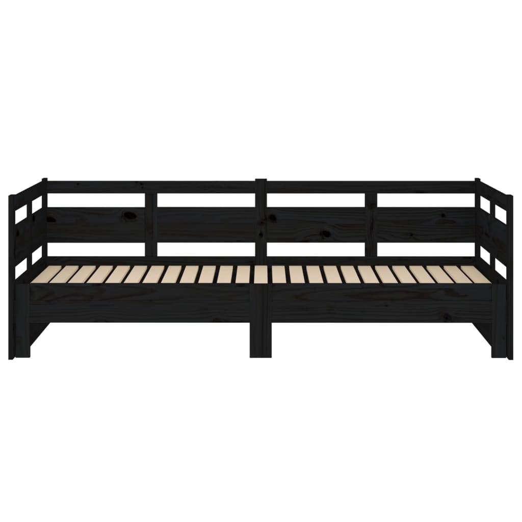 Sleek Black Metal Pull-Out Day Bed Frame 2x(90x190) cm