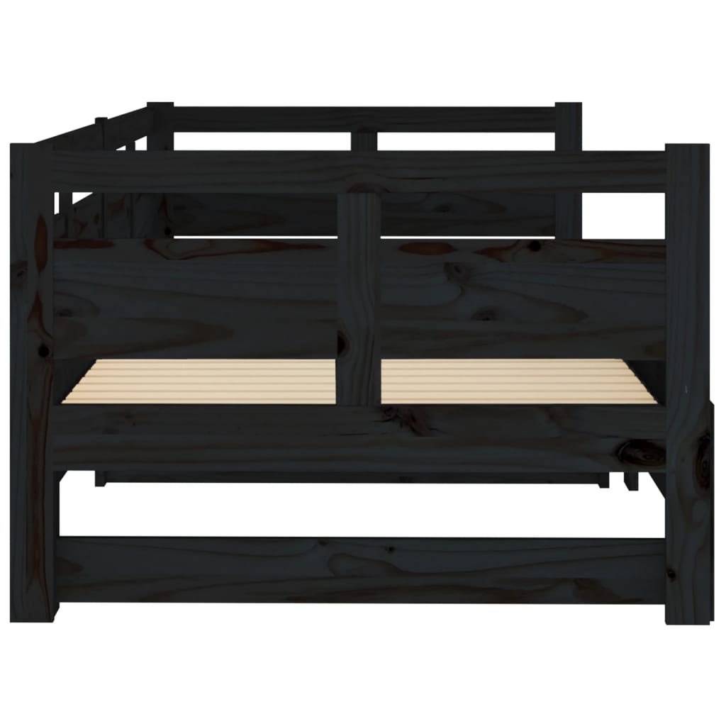 Sleek Black Metal Pull-Out Day Bed Frame 2x(90x190) cm