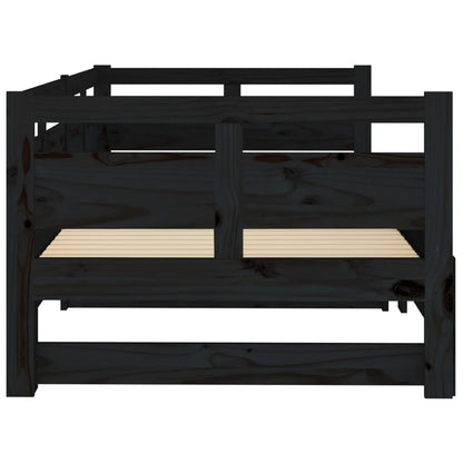 Sleek Black Metal Pull-Out Day Bed Frame 2x(90x190) cm