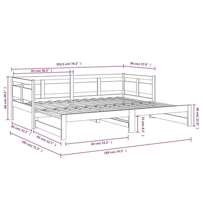 Sleek Black Metal Pull-Out Day Bed Frame 2x(90x190) cm