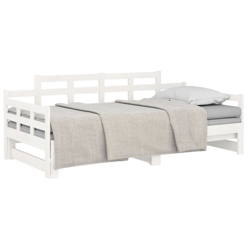 White Pull-out Day Bed Frame 2x(90x200) cm - No Mattress Included