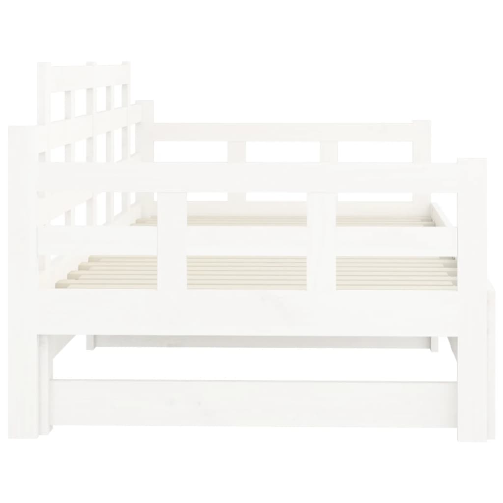 White Pull-out Day Bed Frame 2x(90x200) cm - No Mattress Included