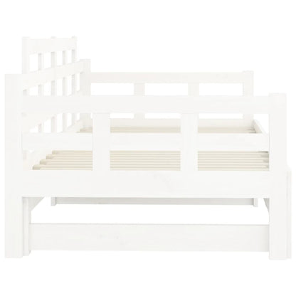 White Pull-out Day Bed Frame 2x(90x200) cm - No Mattress Included