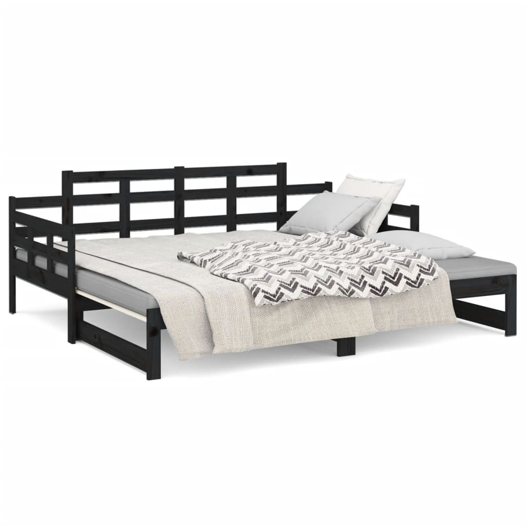 Pull-out Day Bed without Mattress Black 2x(90x200) cm