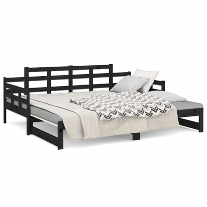 Pull-out Day Bed without Mattress Black 2x(90x200) cm