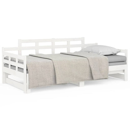 White Solid Pine Pull-out Day Bed Frame - No Mattress Included