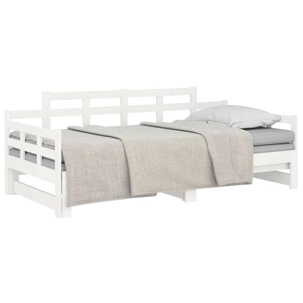 White Solid Pine Pull-out Day Bed Frame - No Mattress Included