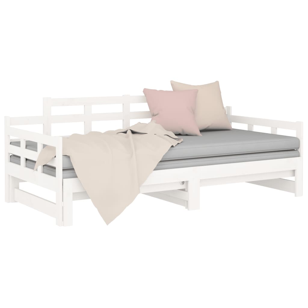 White Solid Pine Pull-out Day Bed Frame - No Mattress Included