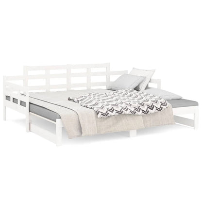 White Solid Pine Pull-out Day Bed Frame - No Mattress Included