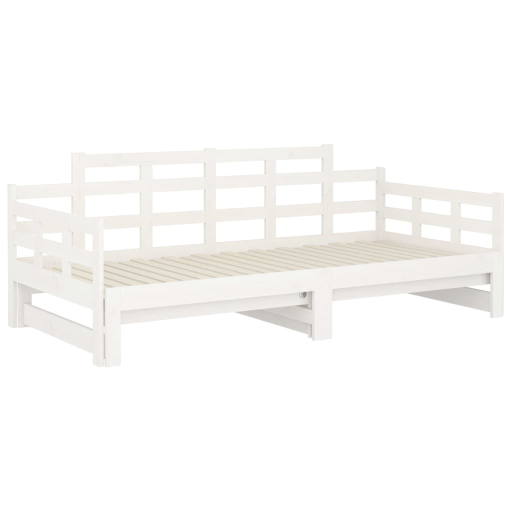 White Solid Pine Pull-out Day Bed Frame - No Mattress Included