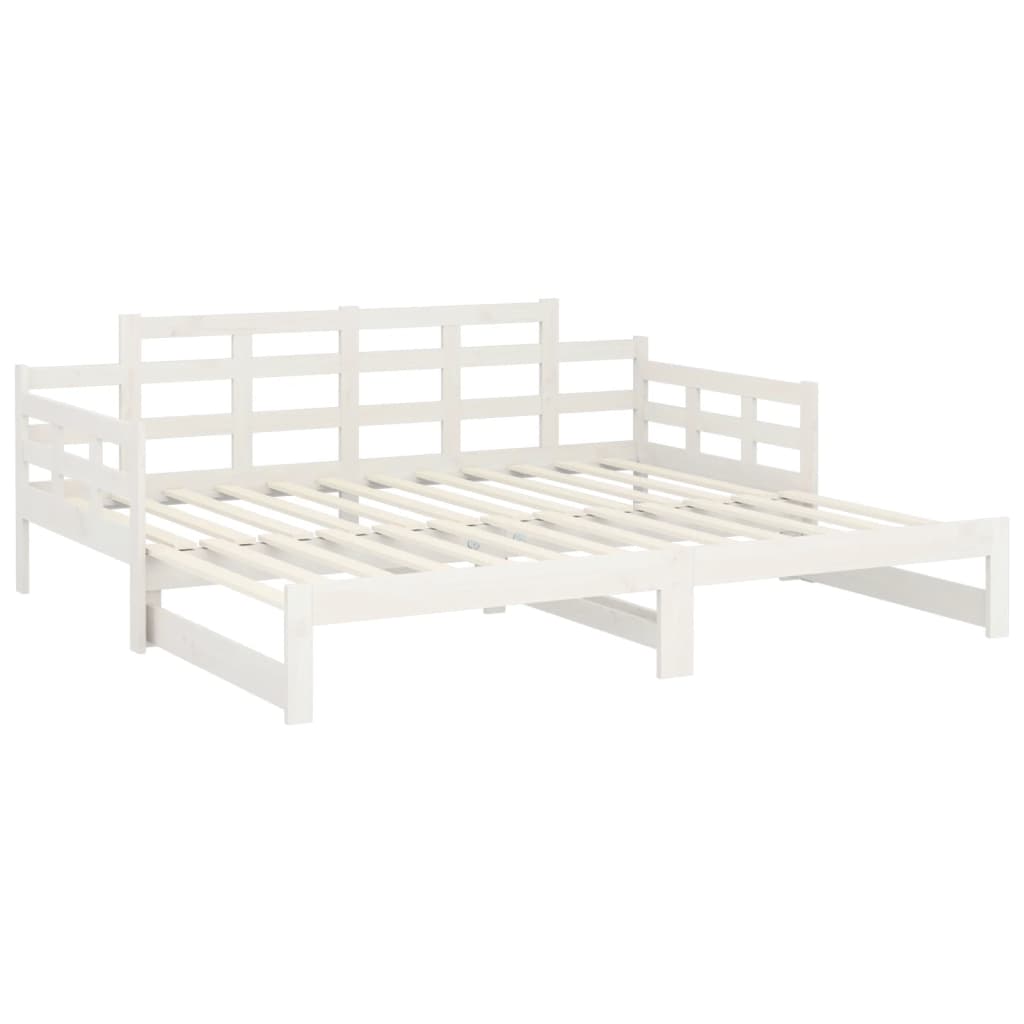 White Solid Pine Pull-out Day Bed Frame - No Mattress Included