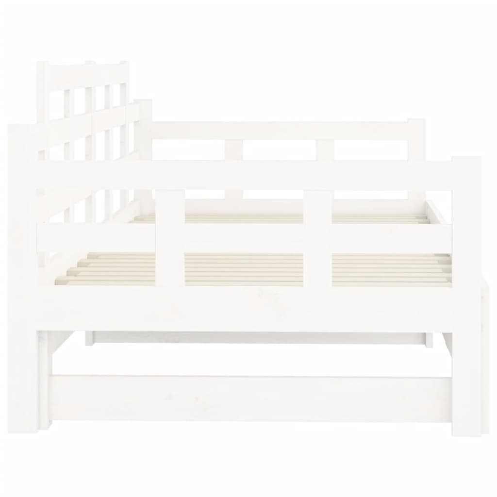 White Solid Pine Pull-out Day Bed Frame - No Mattress Included