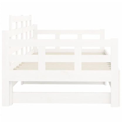 White Solid Pine Pull-out Day Bed Frame - No Mattress Included