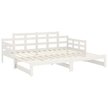 White Wooden Pull-Out Day Bed Frame - No Mattress, 2x(90x190) cm