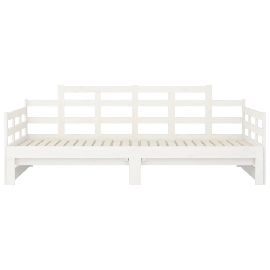 White Wooden Pull-Out Day Bed Frame - No Mattress, 2x(90x190) cm