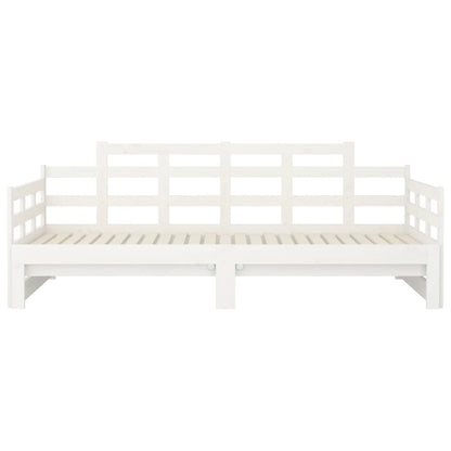 White Wooden Pull-Out Day Bed Frame - No Mattress, 2x(90x190) cm