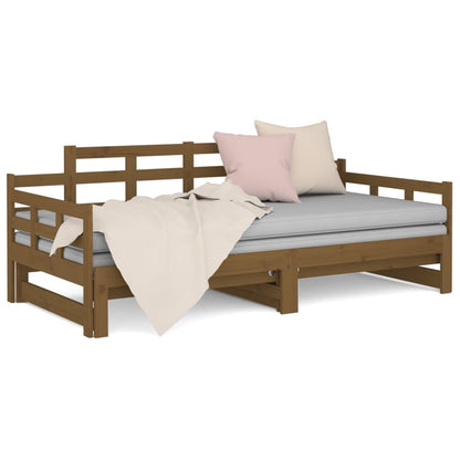 Honey Brown Pull-out Day Bed Frame 2x(90x190) cm - No Mattress