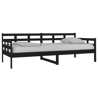 Black Solid Wood Pine Day Bed Frame 90x200 cm - No Mattress