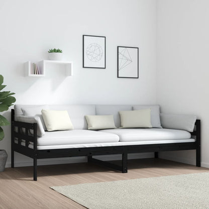 Black Solid Wood Pine Day Bed Frame 90x200 cm - No Mattress