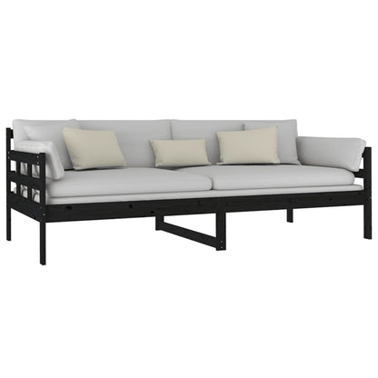 Black Solid Wood Pine Day Bed Frame 90x200 cm - No Mattress