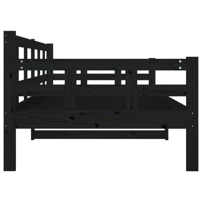 Black Solid Wood Pine Day Bed Frame 90x200 cm - No Mattress