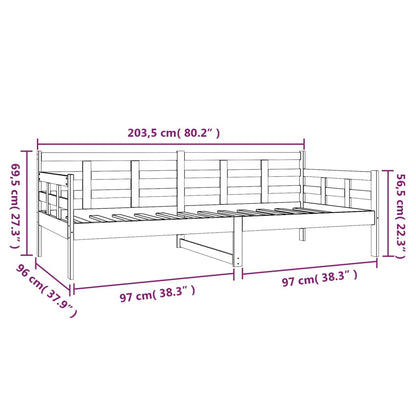 Black Solid Wood Pine Day Bed Frame 90x200 cm - No Mattress