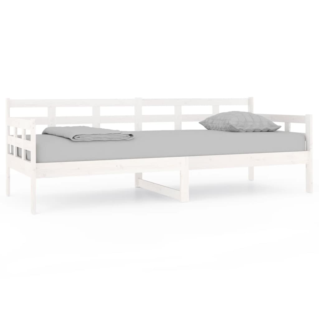 White Solid Pine Wood Day Bed Frame 80x200 cm - No Mattress
