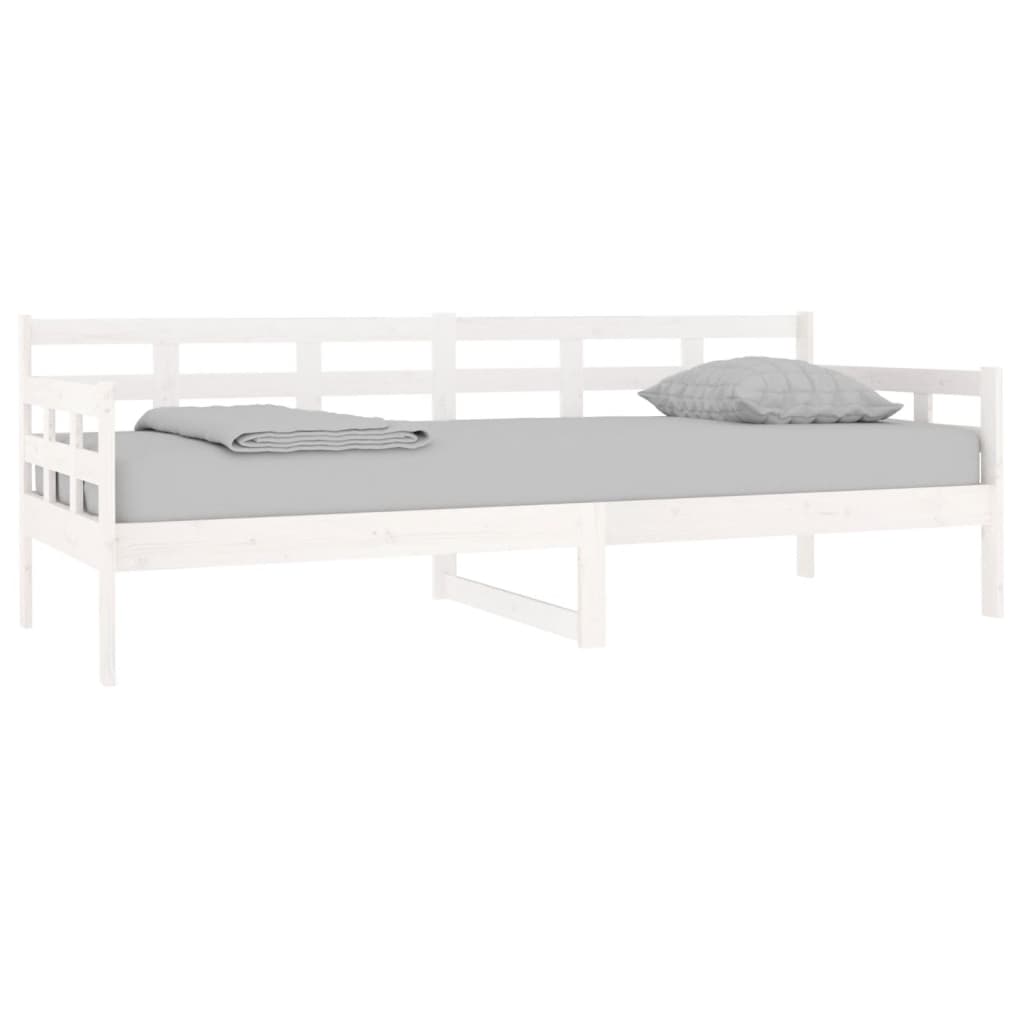 White Solid Pine Wood Day Bed Frame 80x200 cm - No Mattress