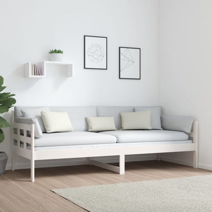White Solid Pine Wood Day Bed Frame 80x200 cm - No Mattress