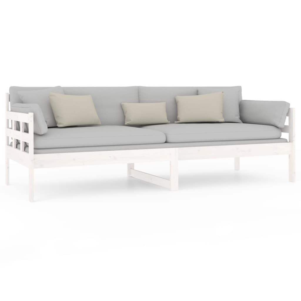 White Solid Pine Wood Day Bed Frame 80x200 cm - No Mattress