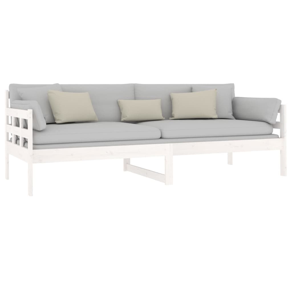 White Solid Pine Wood Day Bed Frame 80x200 cm - No Mattress