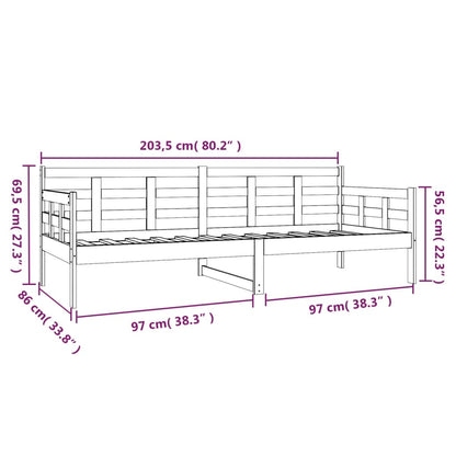 White Solid Pine Wood Day Bed Frame 80x200 cm - No Mattress