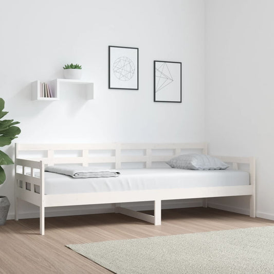 White Solid Pine Wood Day Bed Frame 80x200 cm - No Mattress