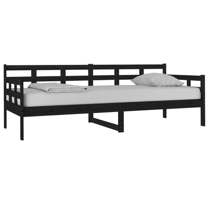Black Solid Pine Wood Day Bed Frame 80x200 cm - No Mattress Included