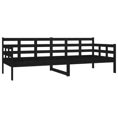 Black Solid Pine Wood Day Bed Frame 80x200 cm - No Mattress Included