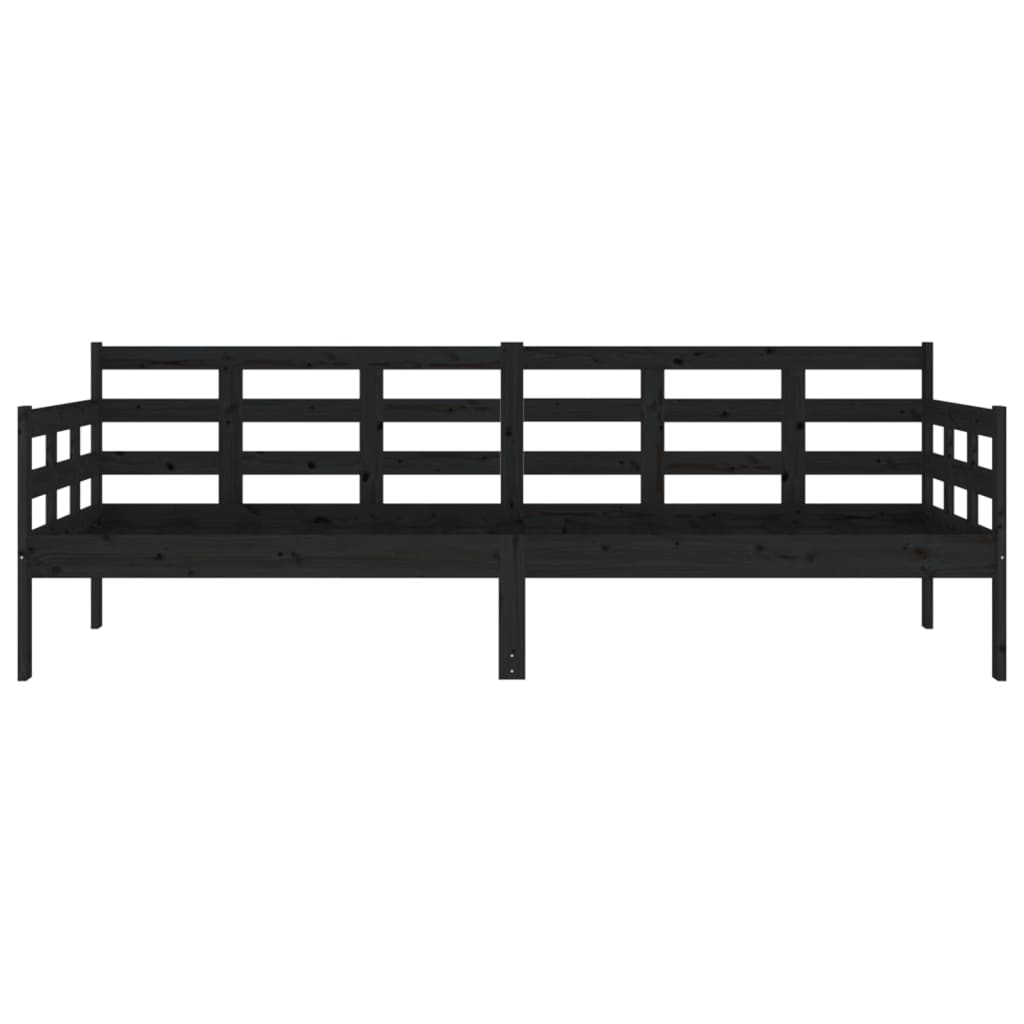 Black Solid Pine Wood Day Bed Frame 80x200 cm - No Mattress Included