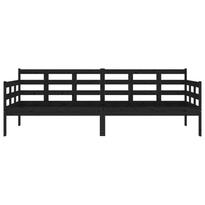 Black Solid Pine Wood Day Bed Frame 80x200 cm - No Mattress Included