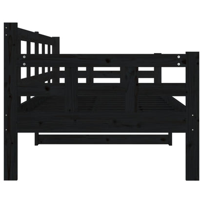 Black Solid Pine Wood Day Bed Frame 80x200 cm - No Mattress Included