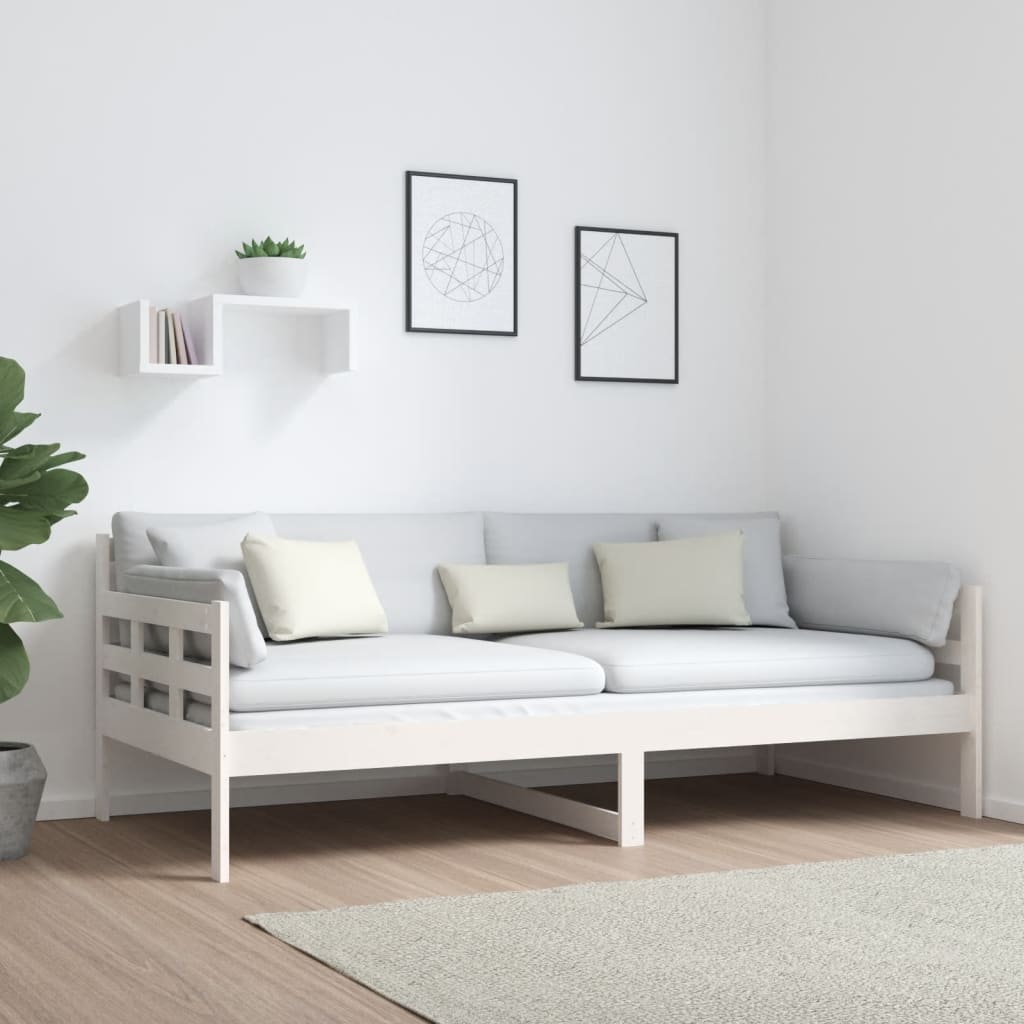 White Solid Pine Wood Day Bed Frame 90x190cm - No Mattress