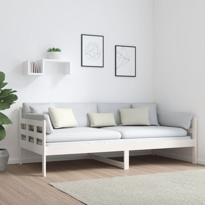 White Solid Pine Wood Day Bed Frame 90x190cm - No Mattress